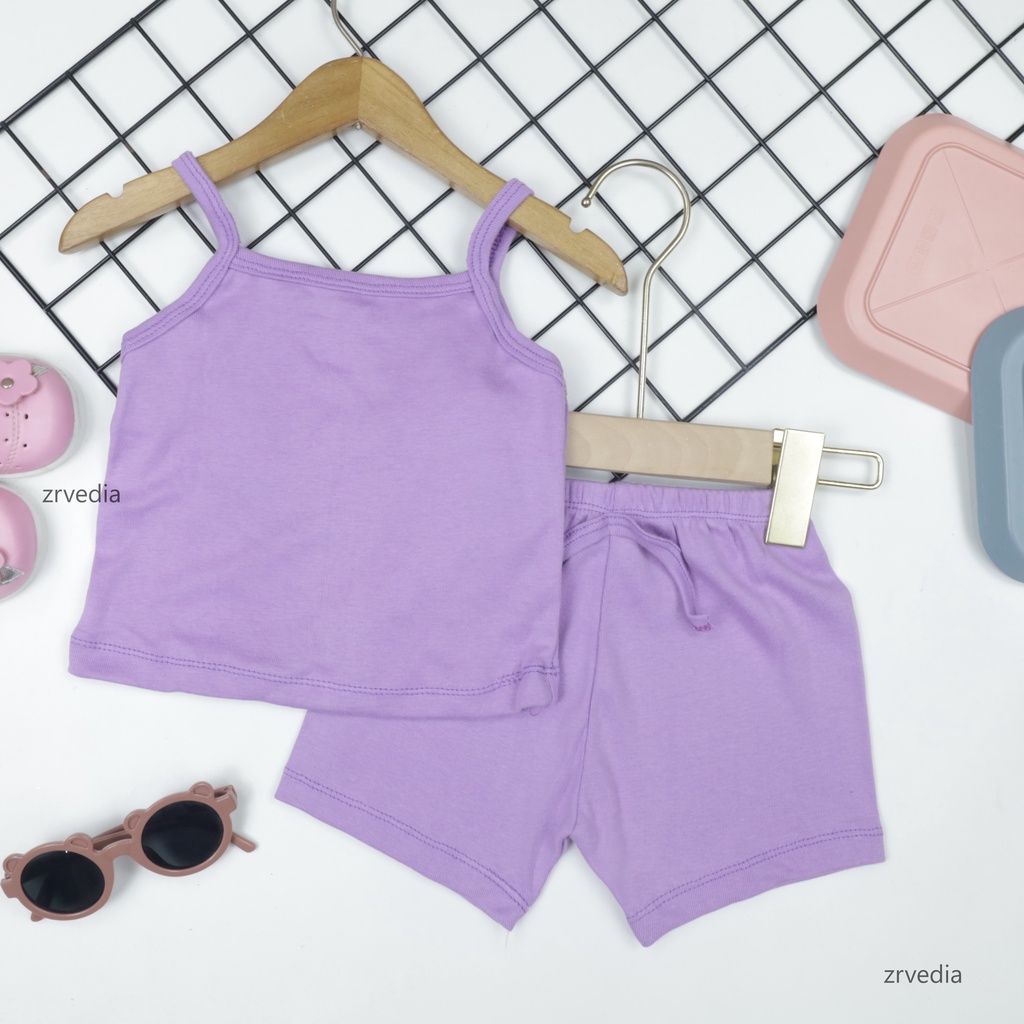 Set Azura uk Bayi 3-12 Bulan / Setelan Tanktop Celana Pendek Anak Perempuan Baju Anak Baby Polos Kiosbalitaaprillia