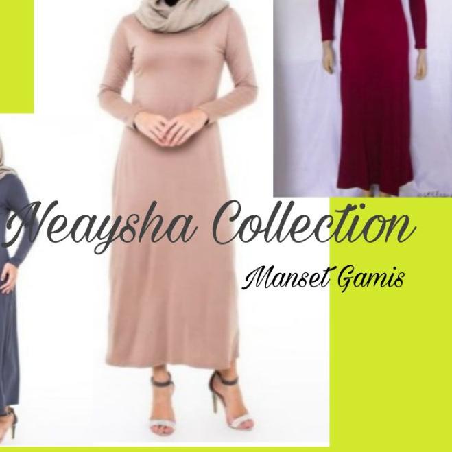 ✳ Manset Gamis dalaman Manset gamis lengan panjang baju gamis kaos bahan spandek rayon super ♨