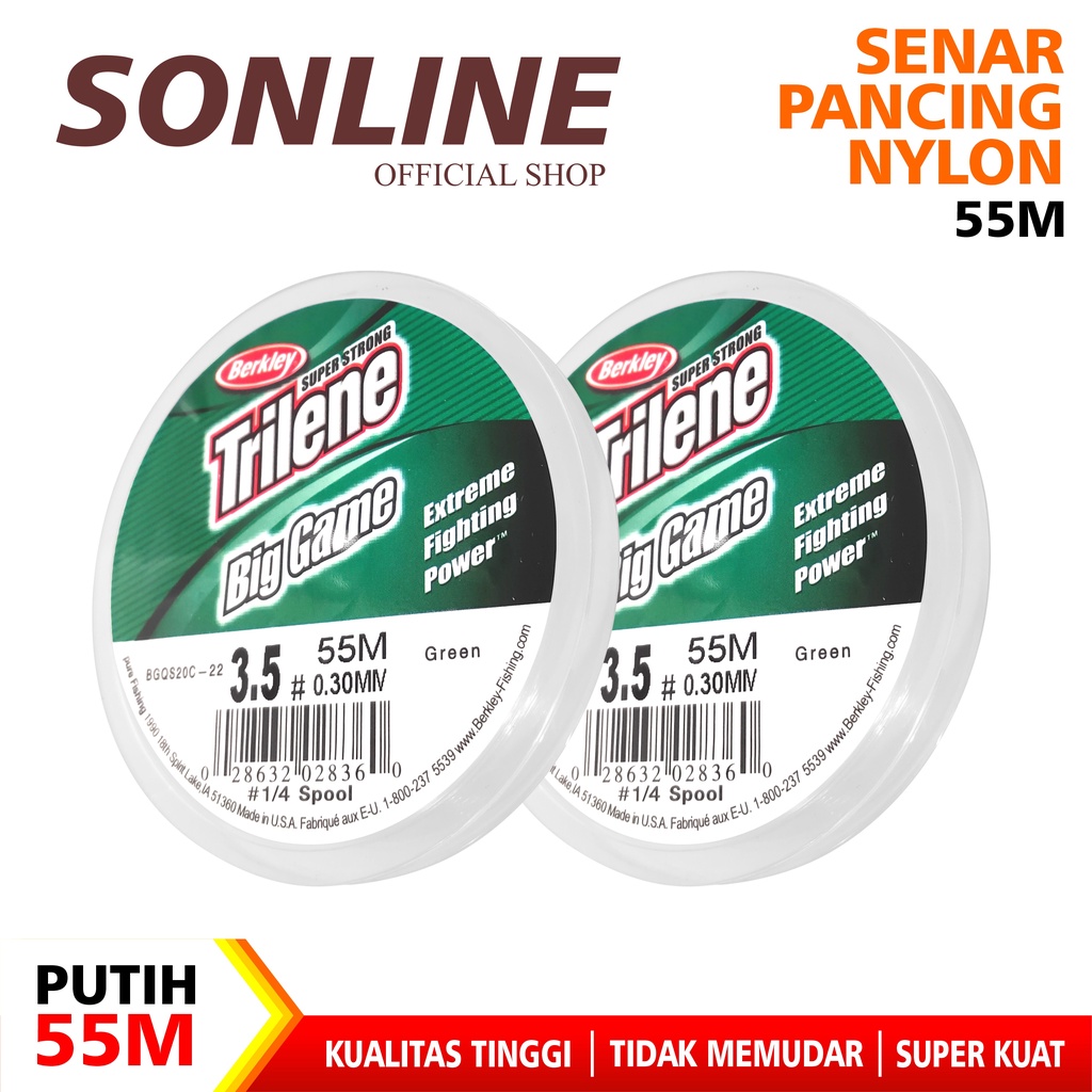 SONLINE -Senar Pancing Trilene Warna Putih Panjang 55m Nilon Garis Fishing Line Memancing Garis Sub Utama Senar Pancing Ikan Line Fishing Speckle Bunglon Senar Pancing Nilon Senar Titik Tak Terlihat Garis Invisible Line Nylon