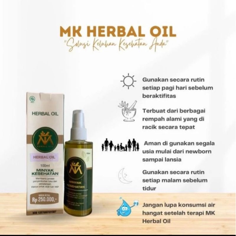 MK HERBAL OIL 100ml - Minyak Kesehatan Herbal Alami 100% - AMAN DIGUNAKAN UNTUK BAYI HINGGA LANSIA