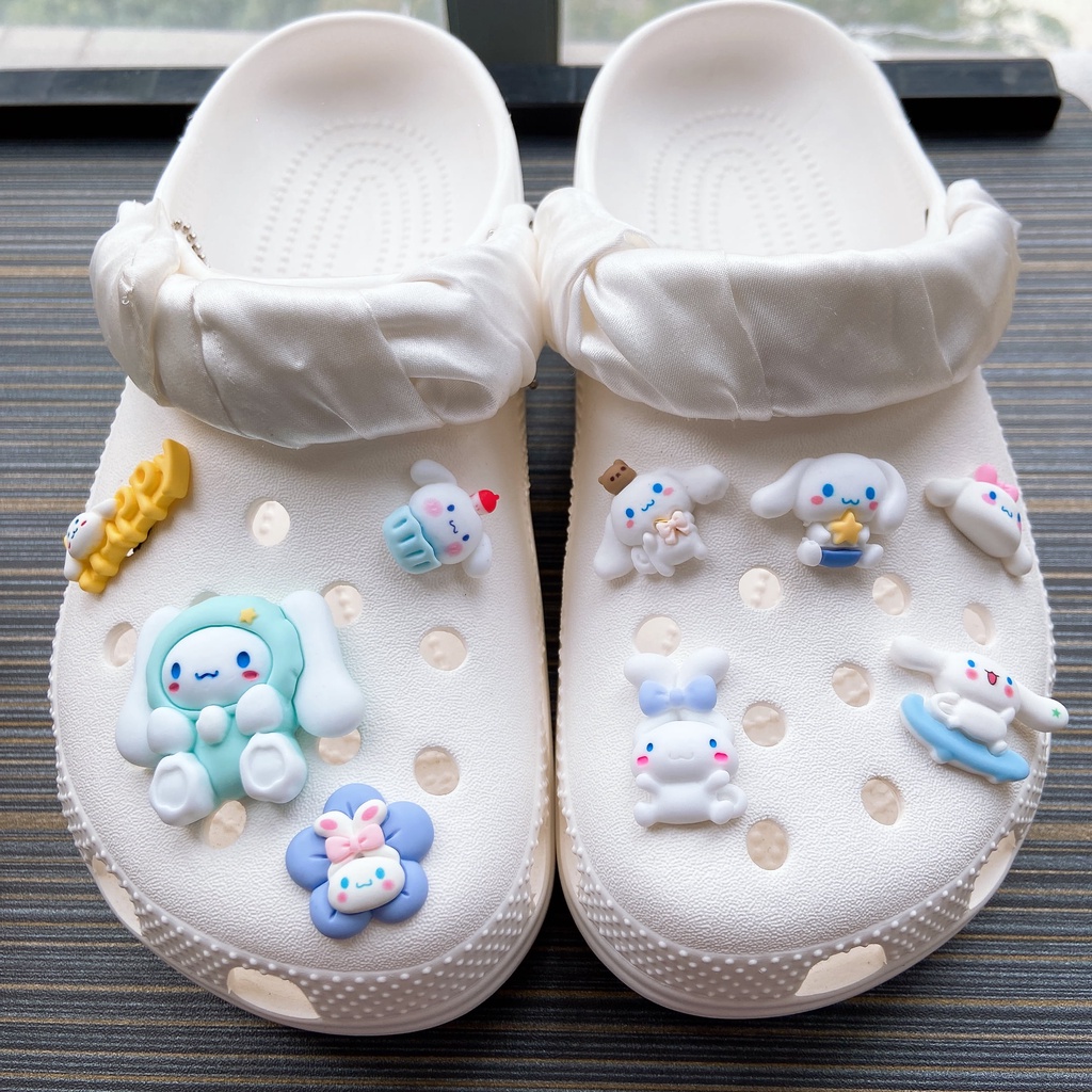 @shinydiy 9 pcs Sanrio Cinnamon Crocs Jibbitz Shoes Charm Sandal Aksesoris Sepatu Hias【asesoris wanita｜crocs jibbitz】