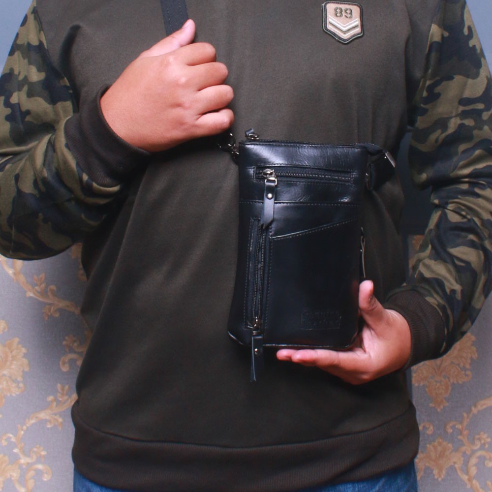 Tas Pinggang Kulit Sapi Asli  Waistbag Kulit Terbaik P051 Tas  Dan Gantungan