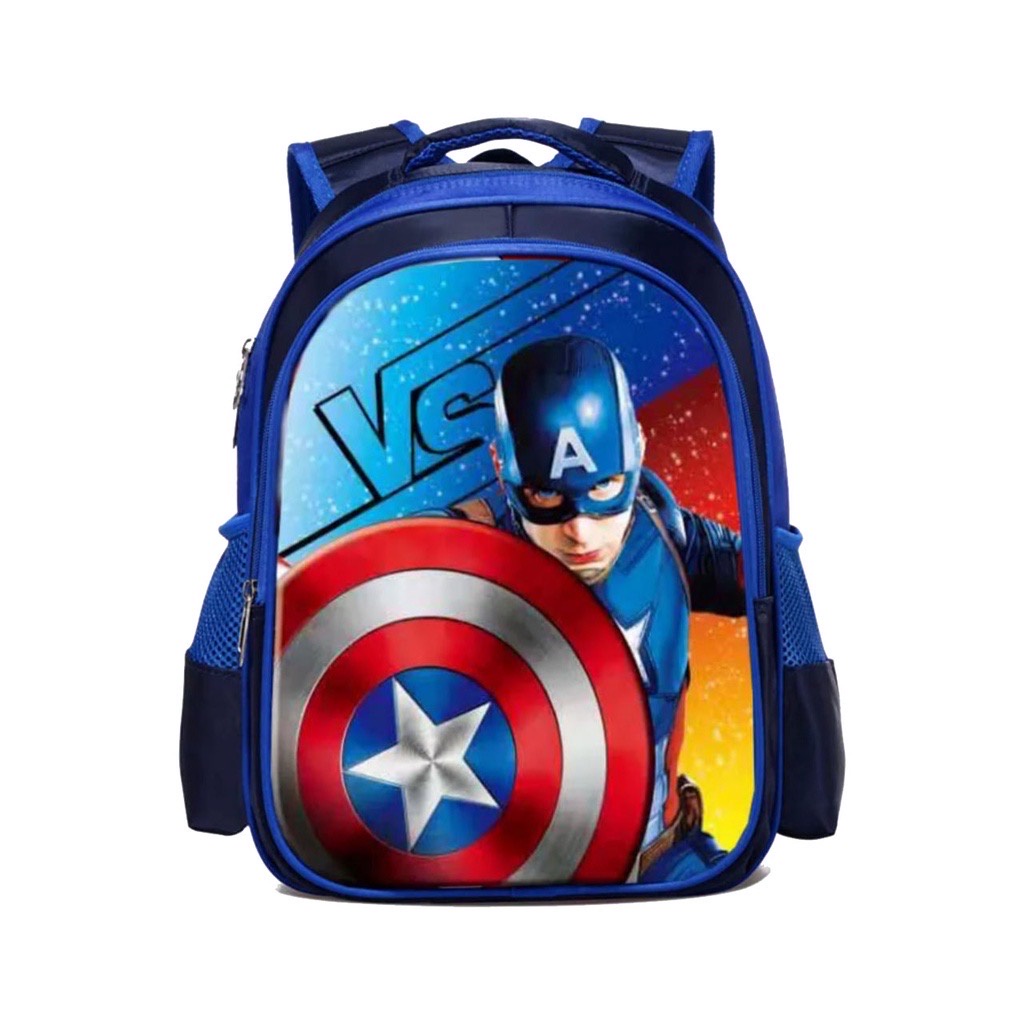 TERBARU RANSEL ANAK CAPTAIN AMERICA UKURAN 38X13X26 CM - TAS SEKOLAH TK-SD RANSEL ANAK LAKI-LAKI KARAKTER TAS MARVEL SUPERHERO IMPORT 3D EMBOSS BAHAN DINIR 300