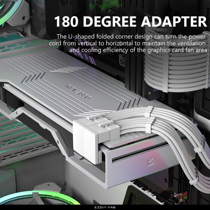 Atx Adapter Elbow Head GPU Konektor Power Steering PCI-E 8Pin Adaptor Daya Siku Berputar 180derajat Untuk Desktop GPU