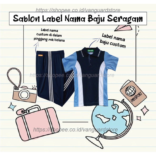 LABEL SERAGAM SEKOLAH CUSTOM NAMA LABEL STIKER KAOS SABLON SETRIKA PESANTREN NAME TAG LAUNDRY