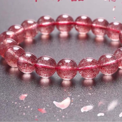Gelang Kristal Strawberry Natural | Gelang Manik-Manik Kristal | Hadiah Untuk Hadiah Valentine / Ulang Tahun