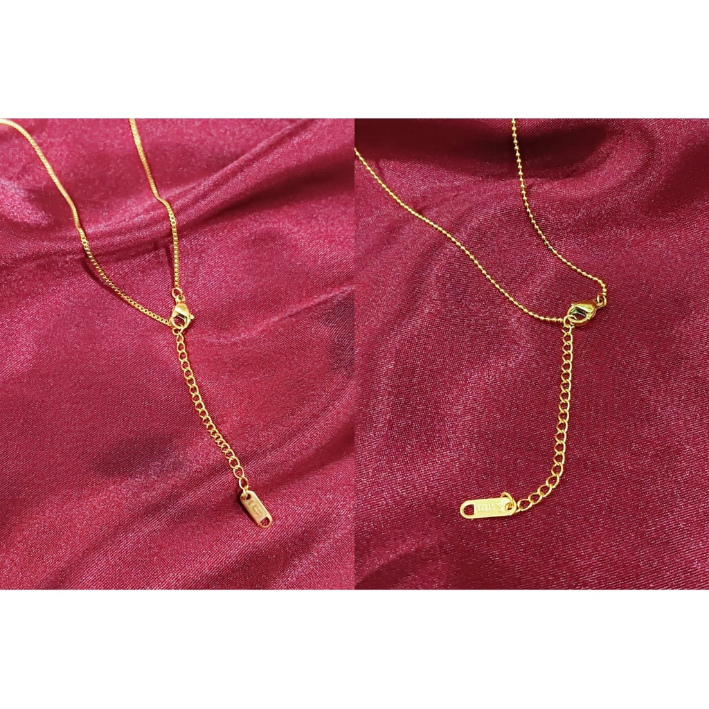 Kalung Titanium Kotak Hitam Minimalis Fashionable Anti Karat Dan Anti Luntur