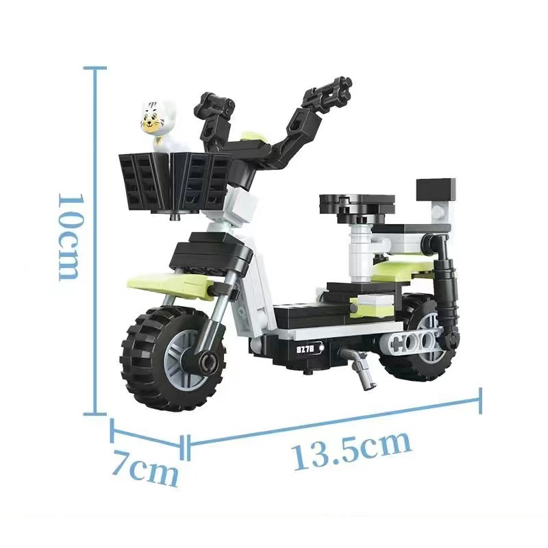 Kompatibel Lego Blok Bangunan Sepeda Motor Rakitan Kendaraan Listrik Retro Domba Kecil Anak Edukasi Tran