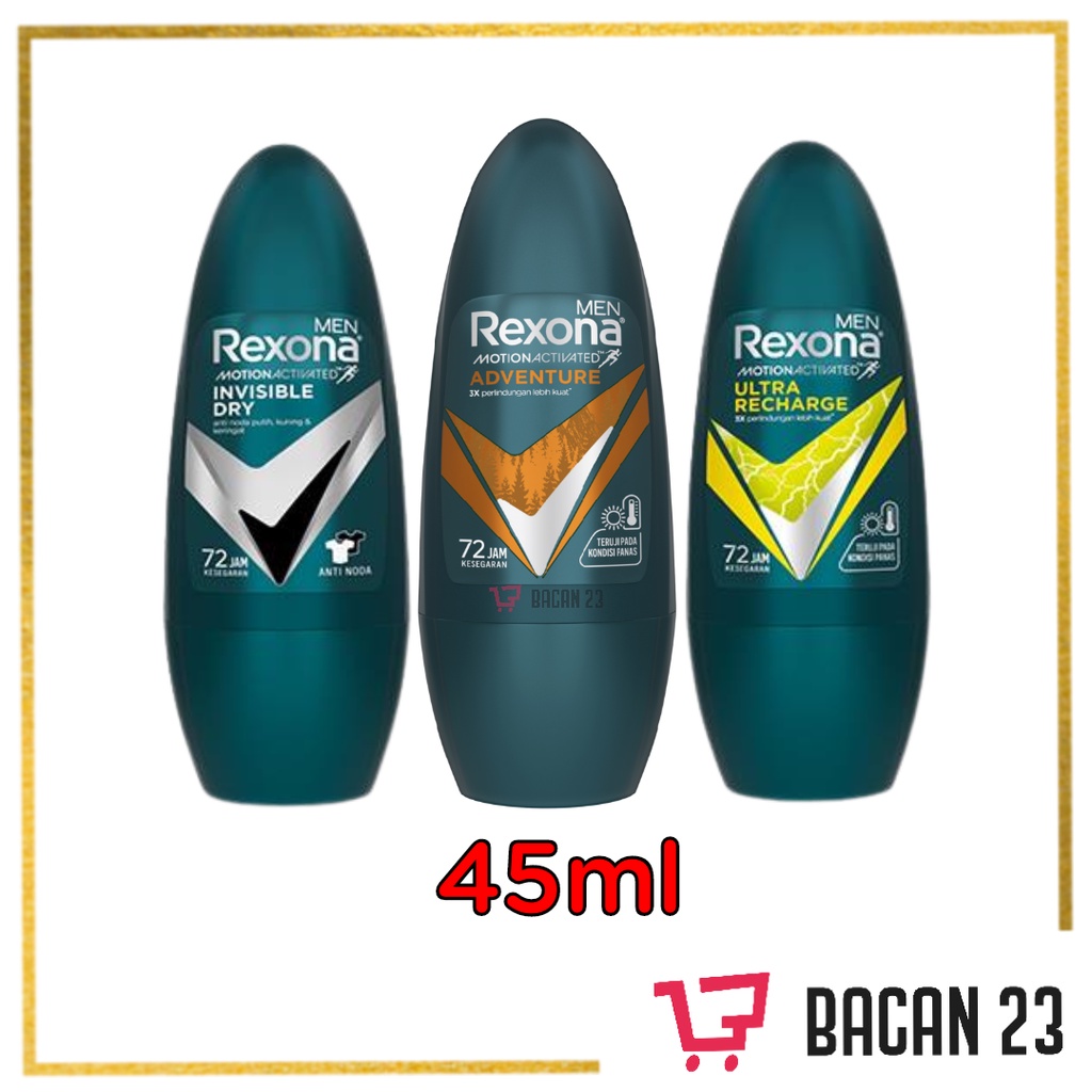 Rexona Men MotionActivated (45ml) ( Adventure / Ultra Recharge / Invisible Dry ) / Deodorant Man / Bacan 23 - Bacan 23