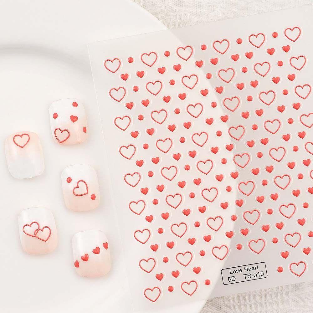 Stiker Kuku Hati Agustina Sweet Hollow Heart Peach Heart Self Adhesive Nail Art Dekorasi