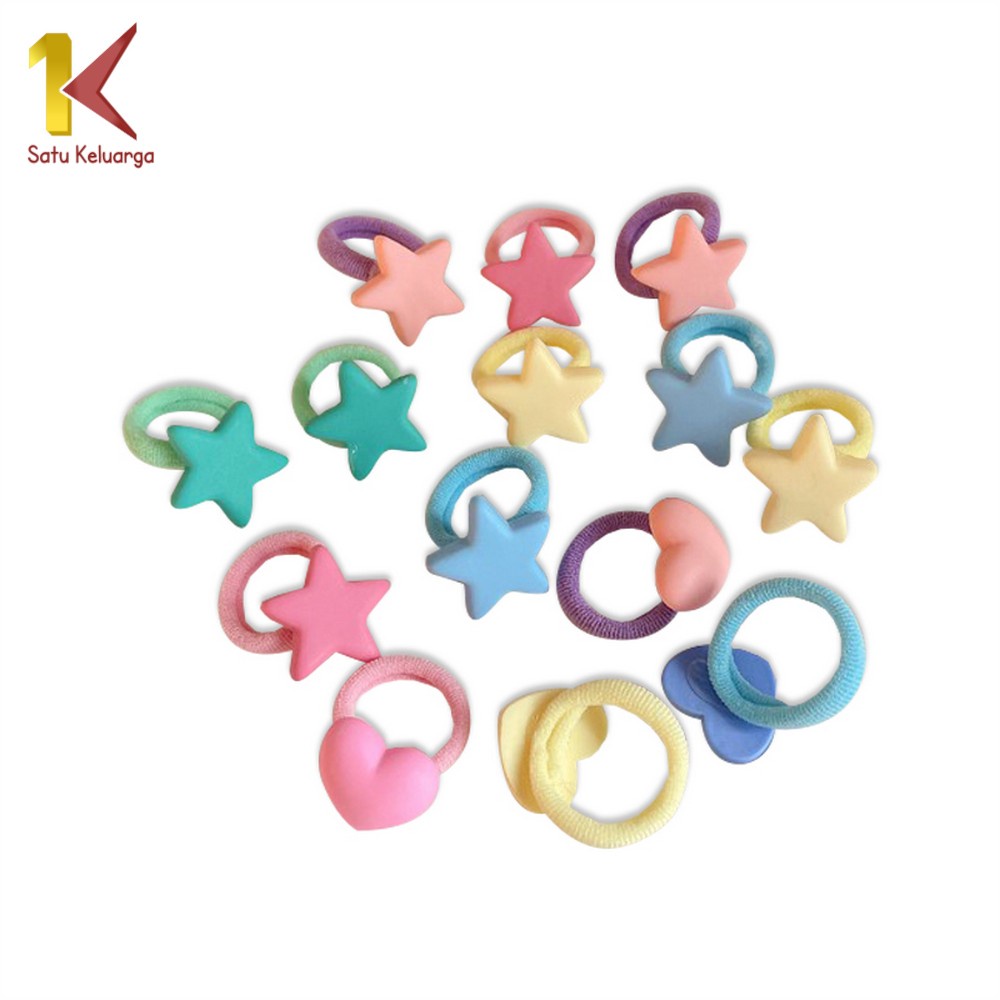 Satu Keluarga Ikat Rambut Mini Anak Perempuan 10IN1 Motif Love C770 Set Aksesoris Rambut Anak Karakt