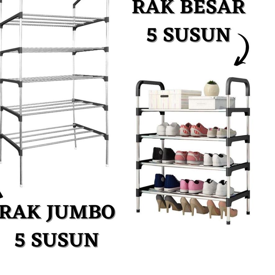 ← Rak Sepatu Besi 5 Tingkat Tempat Sepatu Sandal 5 Susun Rangka Besi & Plastik Rak Susun Kokoh Multi