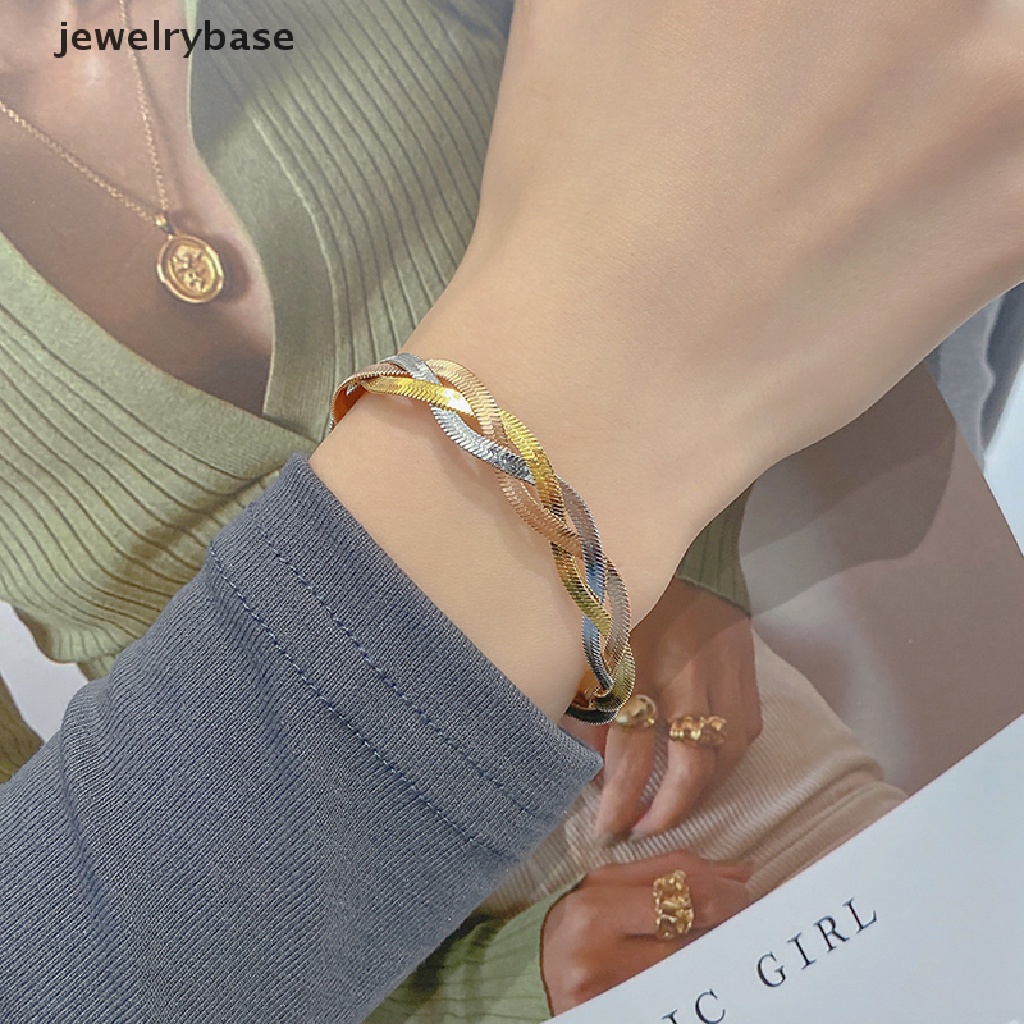 [jewelrybase] Multi Layer Tahan Air Baja Titanium Tangan Dikepang Baru Herringbone Rantai Kalung Untuk Wanita Fashion Klavikula Rantai Trendi Perhiasan Butik