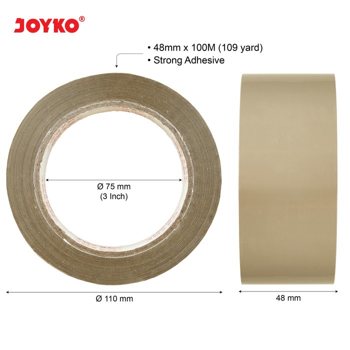 Lakban Coklat Joyko OPP Tape OPP-2A-100 48 mm x 100 m meter (109 yard)