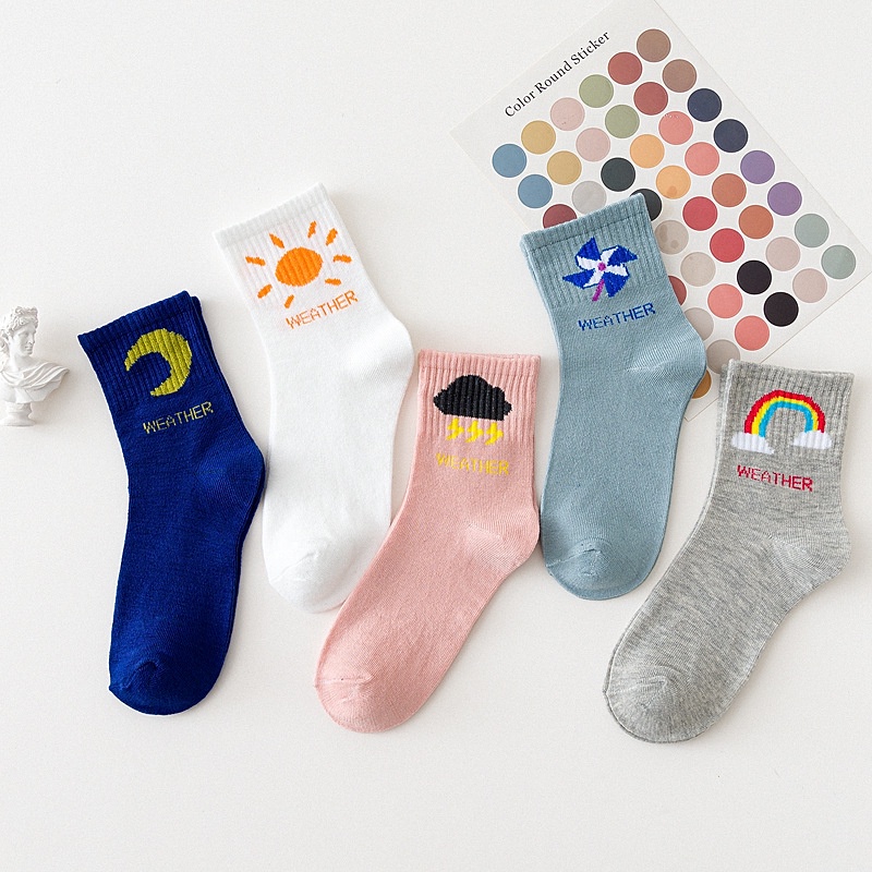 ⭐️𝐈𝐇𝐒 𝟕𝟗𝟗 𝐋𝐚𝐦𝐩𝐮𝐧𝐠⭐️Kaos Kaki Pria Wanita Motif Cuaca Kaos Kaki Panjang Weather Socks Import