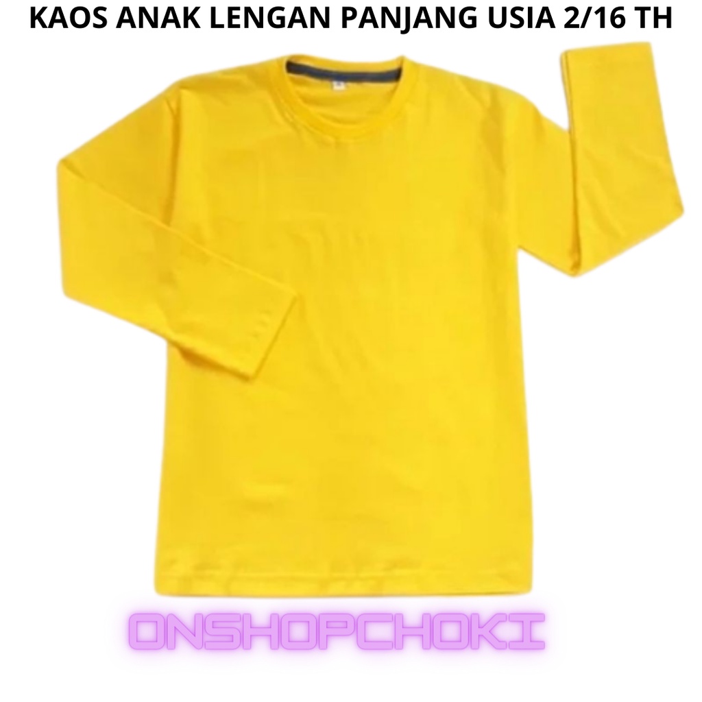 Kaos Polos Lengan Panjang Anak Ideal Usia 2-16th Cotton Combed