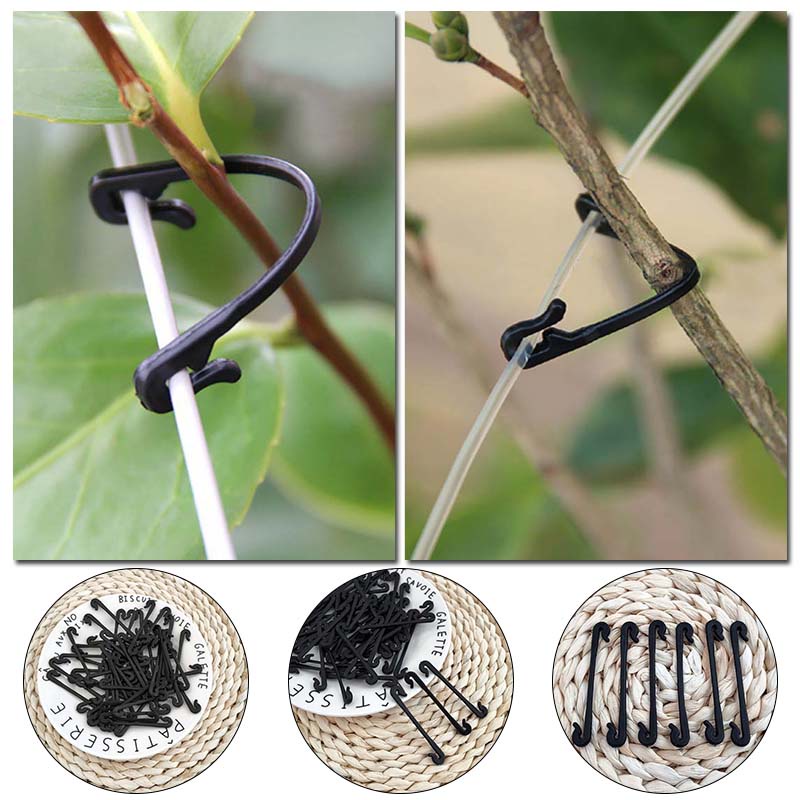 Tied Buckle Hook Tanaman Rambat Pengikat Hook Twist Ties Tanaman Sayur 50pcs Self-Locking Fastener Lashing Strapping Clips Grafting Clips Untuk Rumah Kantor Taman Fleksibel Tetap