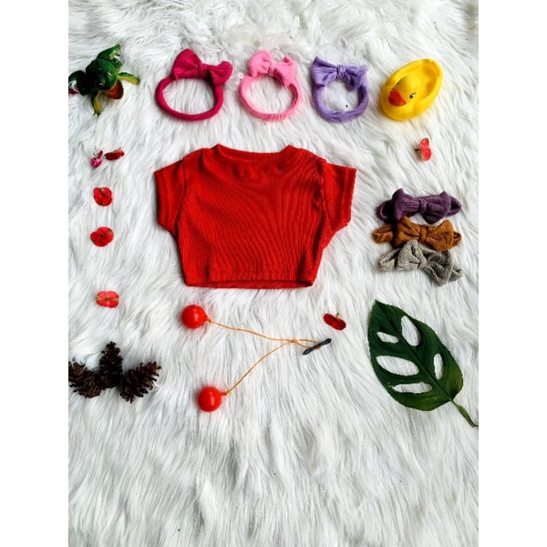 Kaos Anak Perempuan CROP Tee Ruffle Knit Rib | Baju ATASAN Anak Cewek Bahan Knit Rib Halus Dan Lembut | Baju Pakaian Anak Cewek