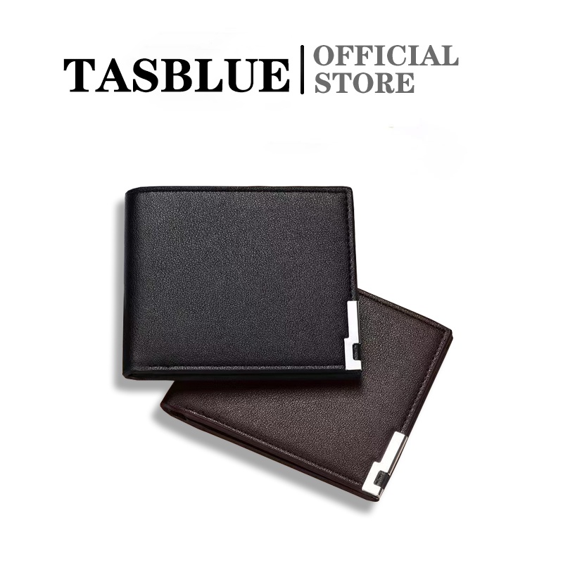 TASBLUE Dompet Pria Lipat Dompet Kulit Men Fashion Letter Wallet D1011-1 Dompet Pria Melipat Kulit PU Dompet Mini Pria Impor Tipis Murah
