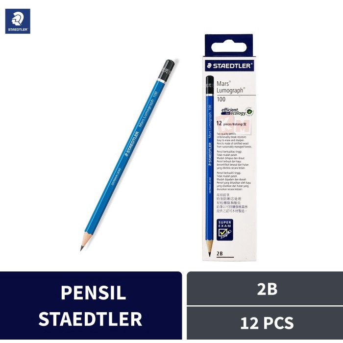 

BISA COD Pensil Staedtler 2B Biru Mars Lumograph 100 Super Exam / 12 Pcs