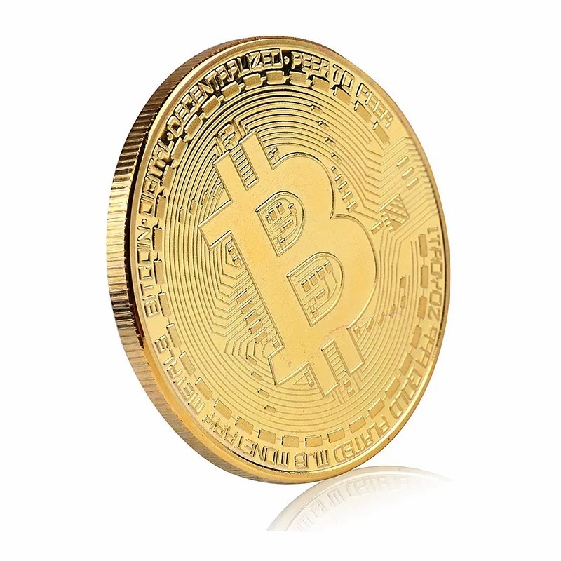 Coin Koin Fisik BTC Bitcoin Gold Plated Pajangan Koleksi Souvenir