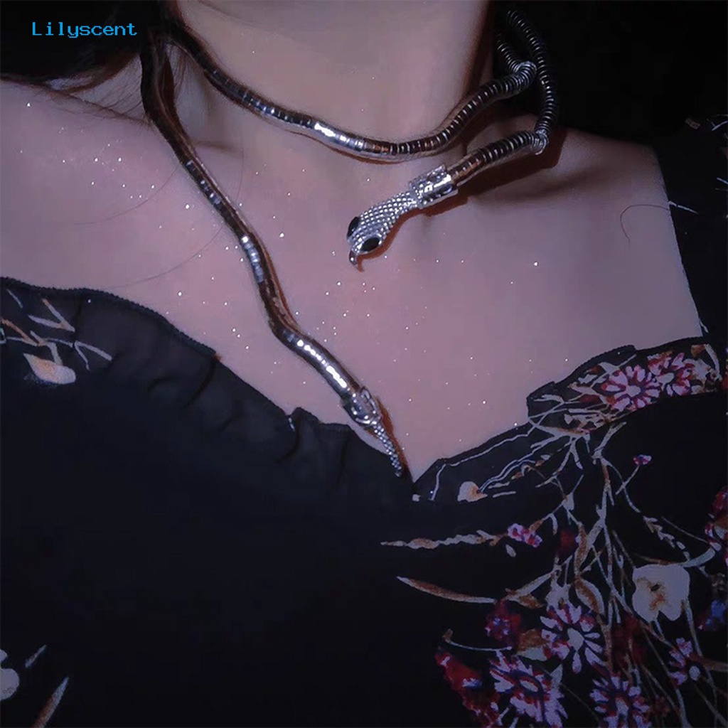 [LS] Kalung Choker Gaya Barat Electroplating Adjustable Multi-Fungsi Pengerjaan Halus Berdandan Indah Punk Alloy Ular Choker Perhiasan Aksesori