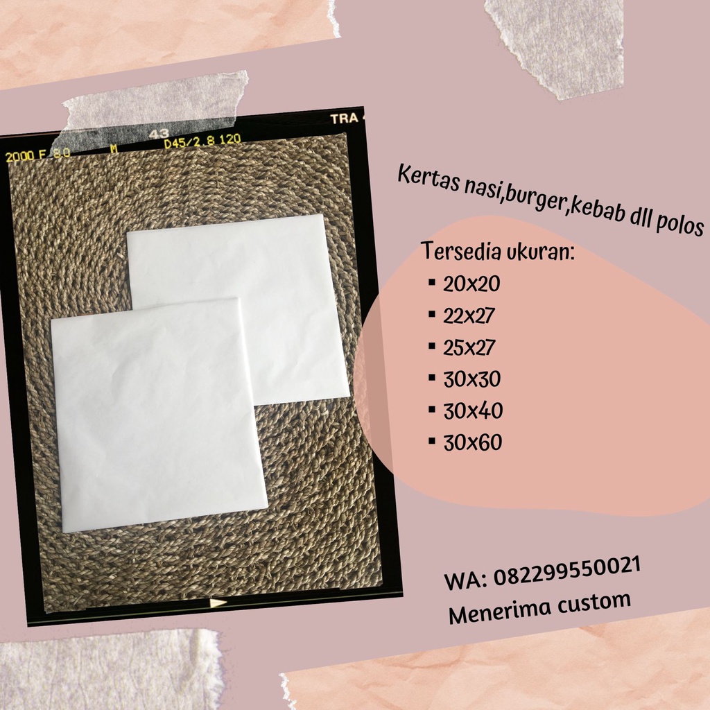 

Kertas nasi KFC Kertas nasi MCD Kertas Burger Kertas bungkus Kebab 25x27 POLOS kemasan rim