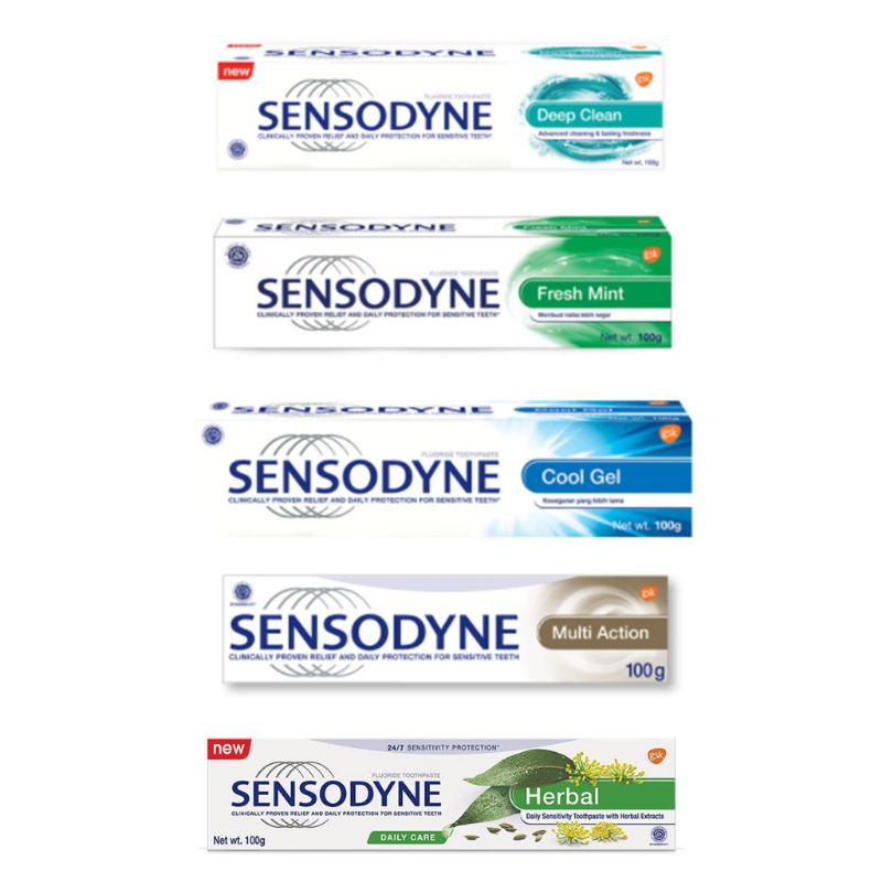 Sensodyne Fluouride Toothpaste 100 gr Original | Fresh Mint | Cool Gel | Herbal |Multi Action| Deep Clean Pasta gigi /Odol