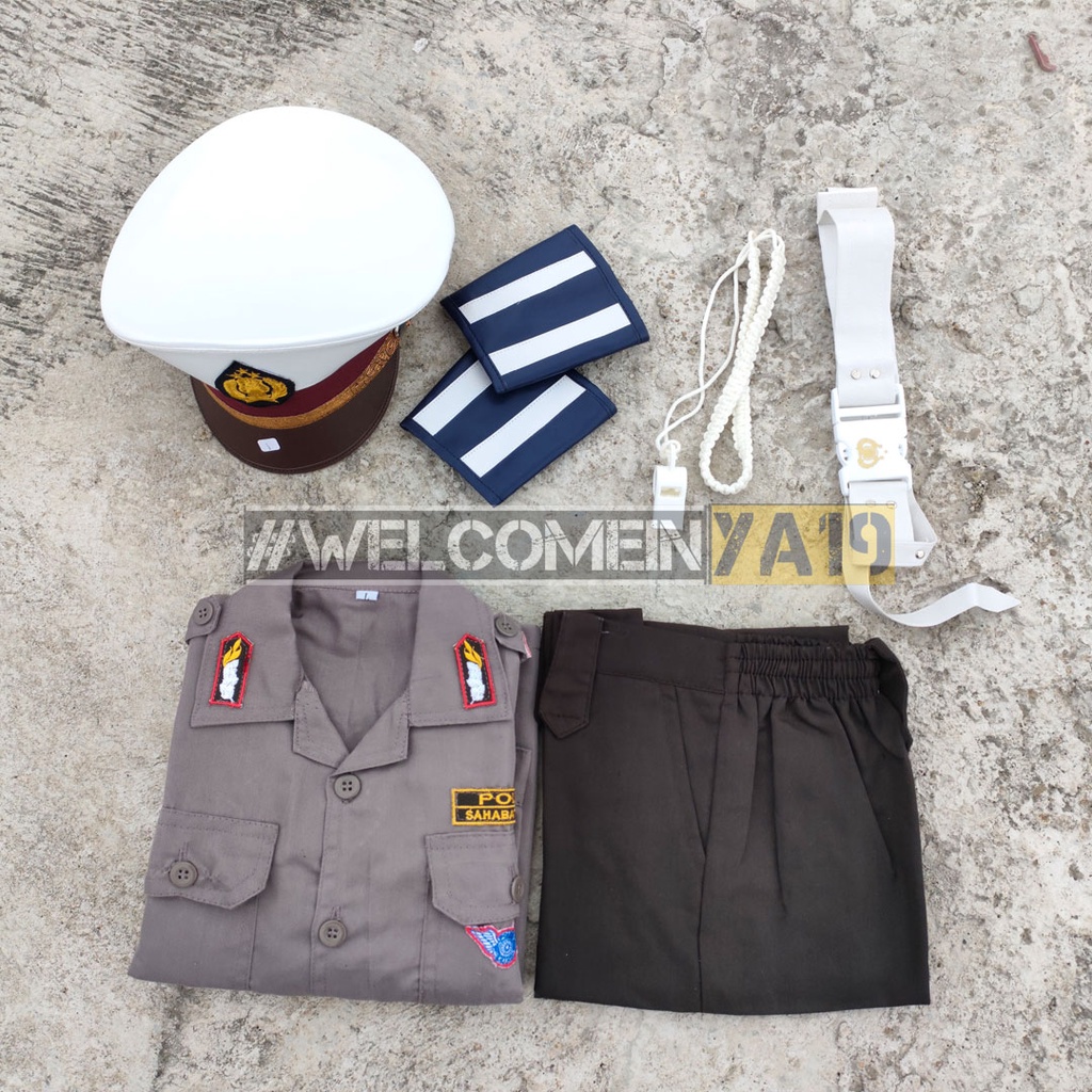 Baju Seragam Polisi Anak Fullset | Setelan Pocil Pria