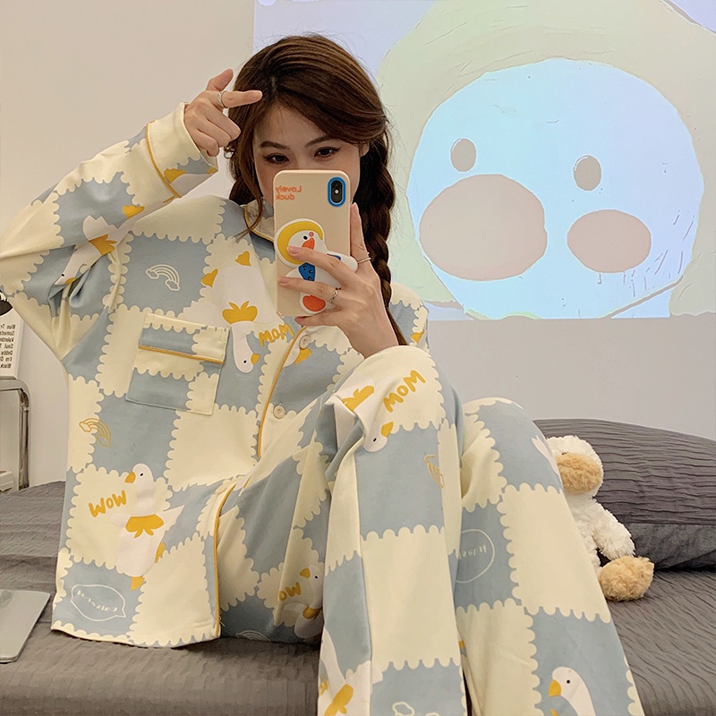 TELLY ➡️ 380 Piyama Baju Tidur Wanita Leisure Import Fashion Korea Kerah Kancing Lengan Panjang