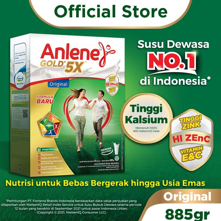 

xpm93 Anlene Gold 5X Susu Bubuk Dewasa Original 885g - Nutrisi Tinggi Kalsium Untuk Tulang, Sendi, dan Otot Asli / ori(sinal)