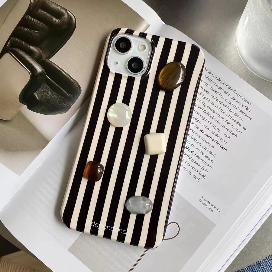 IPHONE Ins Motif Garis Cocok Untuk Iphone14 14pro 14plus 13 13mini 13pro 13prm iPhone12 7Plus 8Plus Xr XS 13 12mini Pro Max Empat Sudut Casing Ponsel Tahan Guncangan
