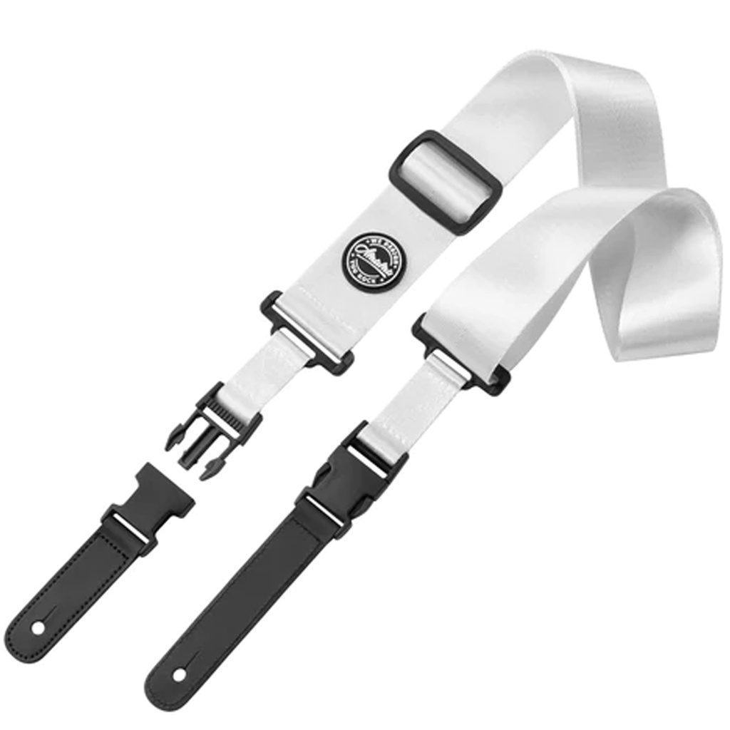 Amumu PA01W-WT Seatbelt Guitar Strap with Clip White Nylon