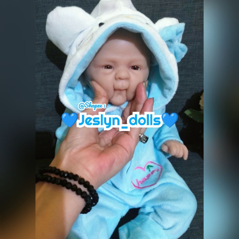 Boneka reborn bayi elastis/kenyal 14 inch 100% Full Silicone Reborn Doll