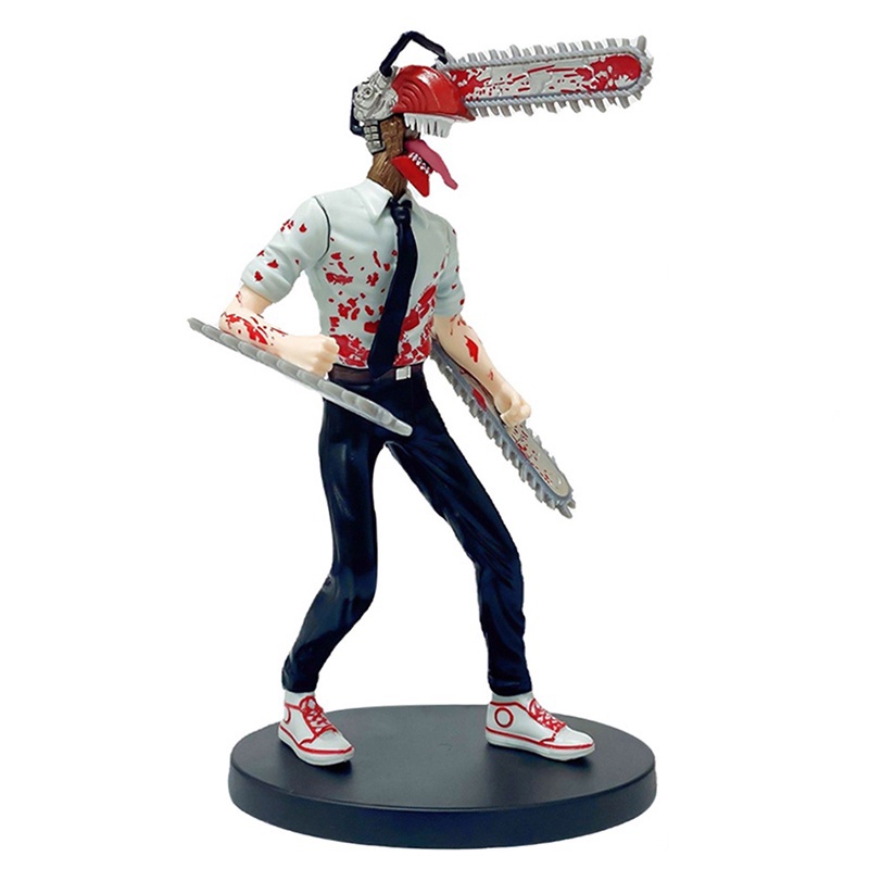 Hot Anime Chainsaw Man Denji Pochita Figure Gergaji PVC Model Helm Mainan Anak Laki-Laki Koleksi Ornamen