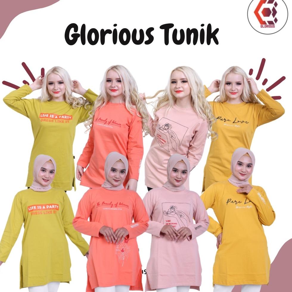 TERMURAH Glorious - Tunik Wanita - Kaos Wanita - Pakaian Wanita - Atasan Tunik - Kaos Tunik - Baju T