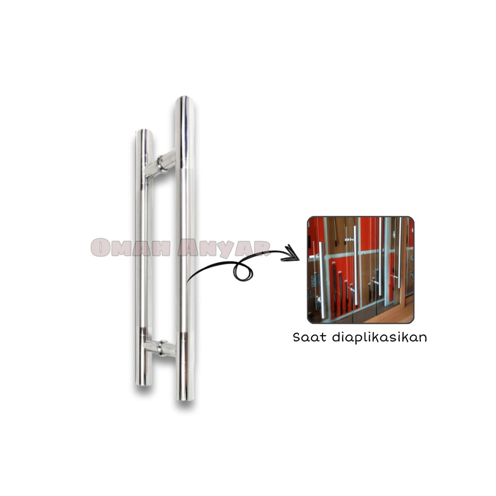 Pull Handle Tarikan Pintu Kaca Bulat Minimalis Stainless