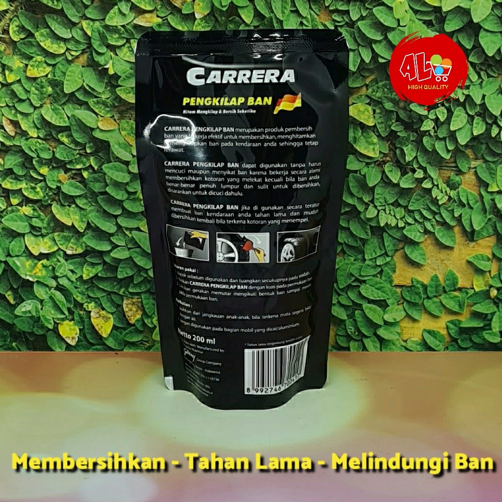 Carrera Pengkilap Ban GEL Motor Mobil jd Hitam Mengkilap Bersih 200ml SEMIR BAN TIRE POLISH Carrera Pengkilap Ban Motor Mobil Semir Poles Pouch 200 ml PENGHITAM BAN MOBIL DAN MOTOR ISI SEMIR BAN