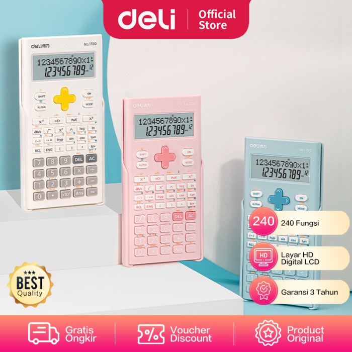 

Deli Scientific Calculator/ Kalkulator Ilmiah 12 Digit 240 Fungsi 1700 - Putih