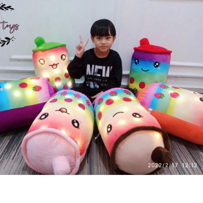 ♠ Boneka BOBA RAINBOW LED,BOBA  milk LED boba boneka minuman boba printing dan Bordir Ukuran L dan j