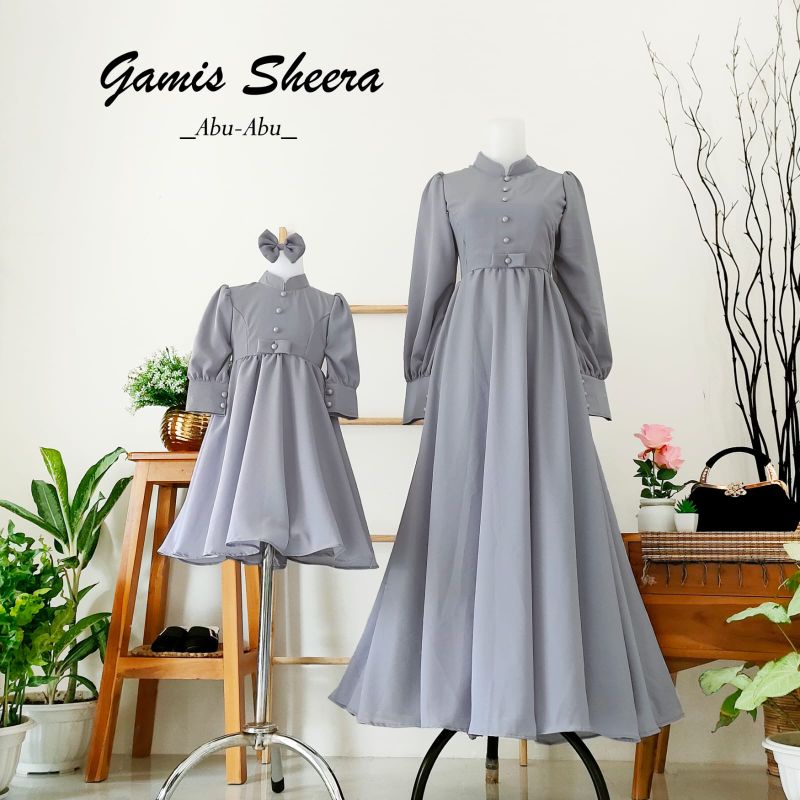 gamis sheera anak dan dewasa/gamis couple mom kid/gamis couple family/gamis lebaran terbaru/gamis couple ibu dan anak