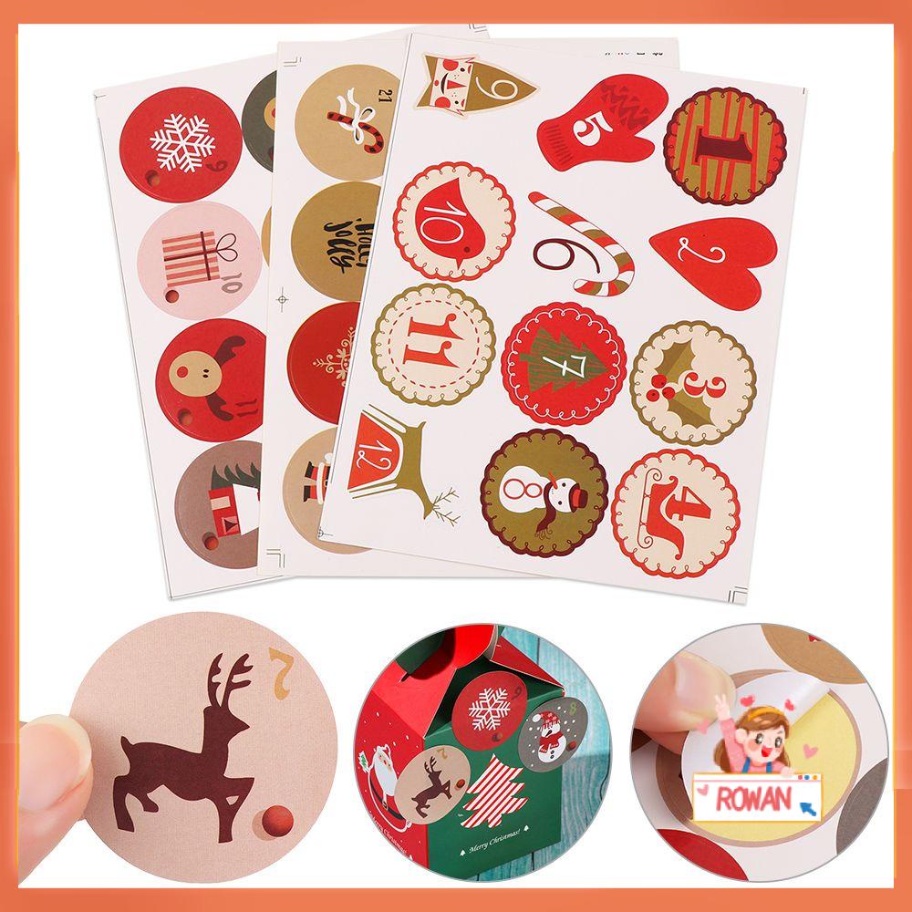 R-flower Christmas Paper Sticker Kemasan Kue Kering Ornamen Sealing Number Stiker