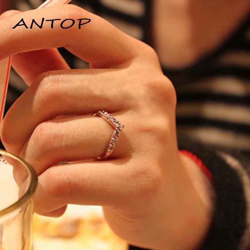 [Antop] Cincin Sederhana Penuh Berlian Cinta Cincin Ekor Berbentuk Hati Cincin Berlian