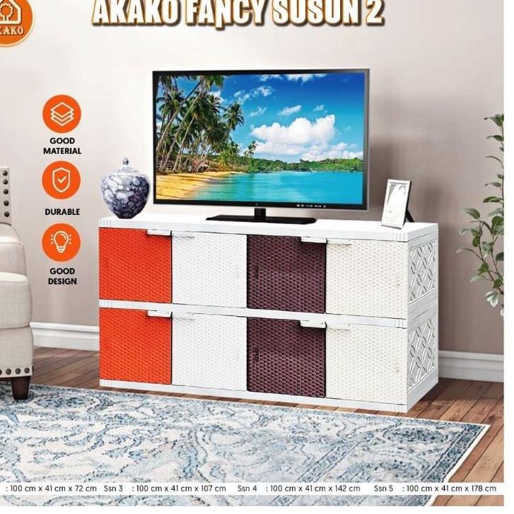 ✸ Akako Lemari Plastik Rotan FANCY 2 SUSUN FANCY 3 SUSUN FANCY 4 SUSUN SWING 2 susun Cabinet  Rak Tv