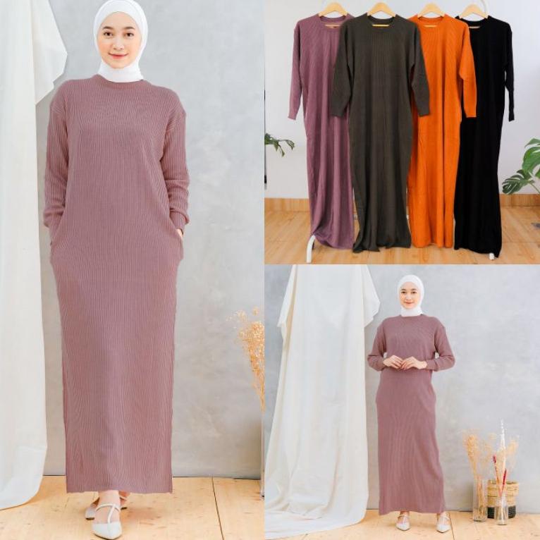 Recomended (PREMIUM) INNER DRESS RAJUT RIB MANGO PREMIUM LENGAN PANJANG BY MISHA LABEL / LONG DRESS 