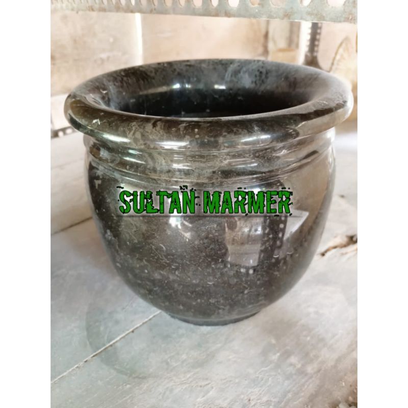Pot Bunga Marmer Hitam