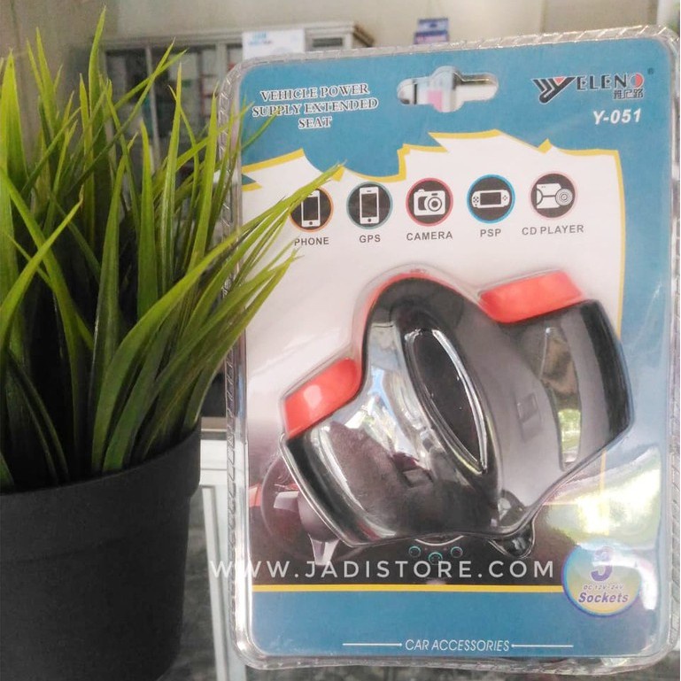 Charger Mobil 3 Lubang Car Charger Cigarette Lighter Splitter 3 Socket