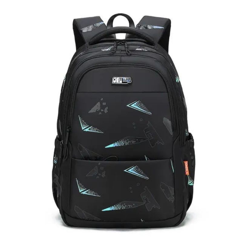 NEW Backpack Hitam Motif Bahan Dinir Kanvas