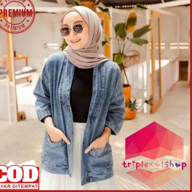 Stok Terbatas XXX Cardan Wanita Murah Berkualitas Outer Jins Cewek Kasual Kekinian Outer Saku Jeans 
