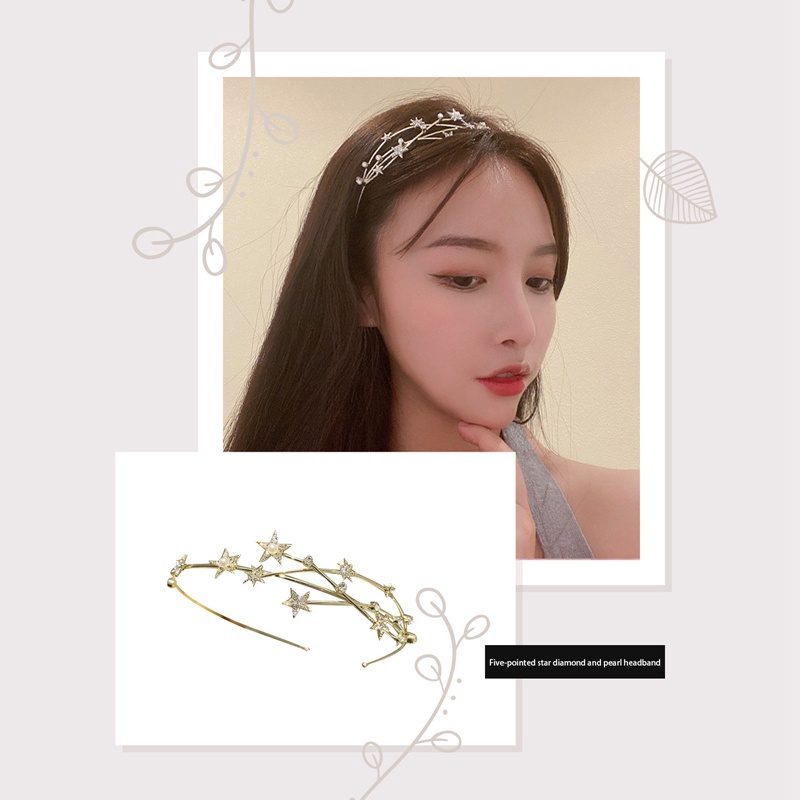 Baru Wanita Kristal Bridal Mahkota Hairband Trendi Berongga Keluar Bintang Bando Berlian Imitasi Rambut Hoop Elegan Aksesoris Rambut Perhiasan